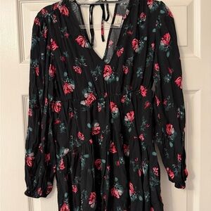 a new day Black Floral Long Sleeve Dress Size S